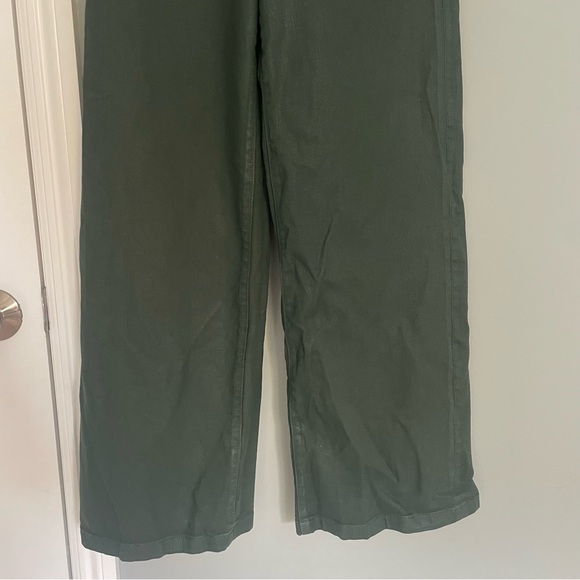 Favorite Daughter "The Mischa" Belize Green Shiny Coated Sheen Wide Leg Pant - Picture 5 of 17